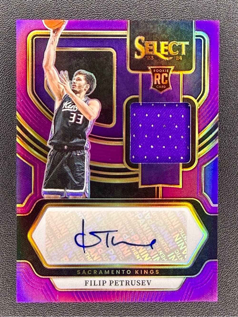 2023-24 Select Rookie RC Patch Auto Filip Petrusev Purple Prizm Color Match RPA